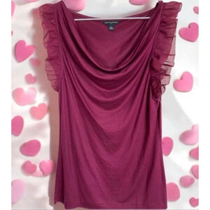Banana Republic Burgundy Ruffled Sleeveless Blouse XS